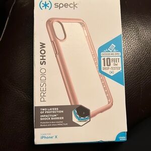 NWT Speck Products Presidio Show iPhone Xs/iPhone X Case, Clear/Rose Gold